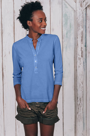 Banded Collar Polo Shirt - Oceano - Polos