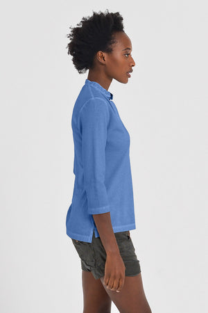 Banded Collar Polo Shirt - Oceano - Polos
