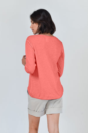 Boat Neck Cotton Sweater - Hibiscus - Sweaters