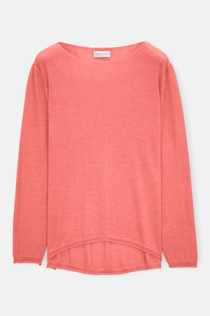 Boat Neck Cotton Sweater - Hibiscus - Sweaters