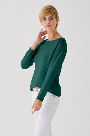 Boat Neck Cotton Sweater - Lagoon - Sweaters