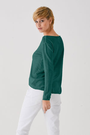 Boat Neck Cotton Sweater - Lagoon - Sweaters