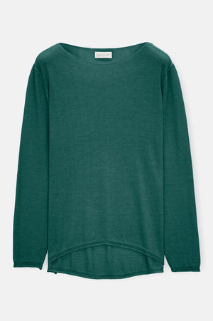 Boat Neck Cotton Sweater - Lagoon - Sweaters