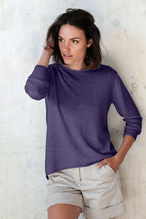 Boat Neck Cotton Sweater - Mirto - Sweaters