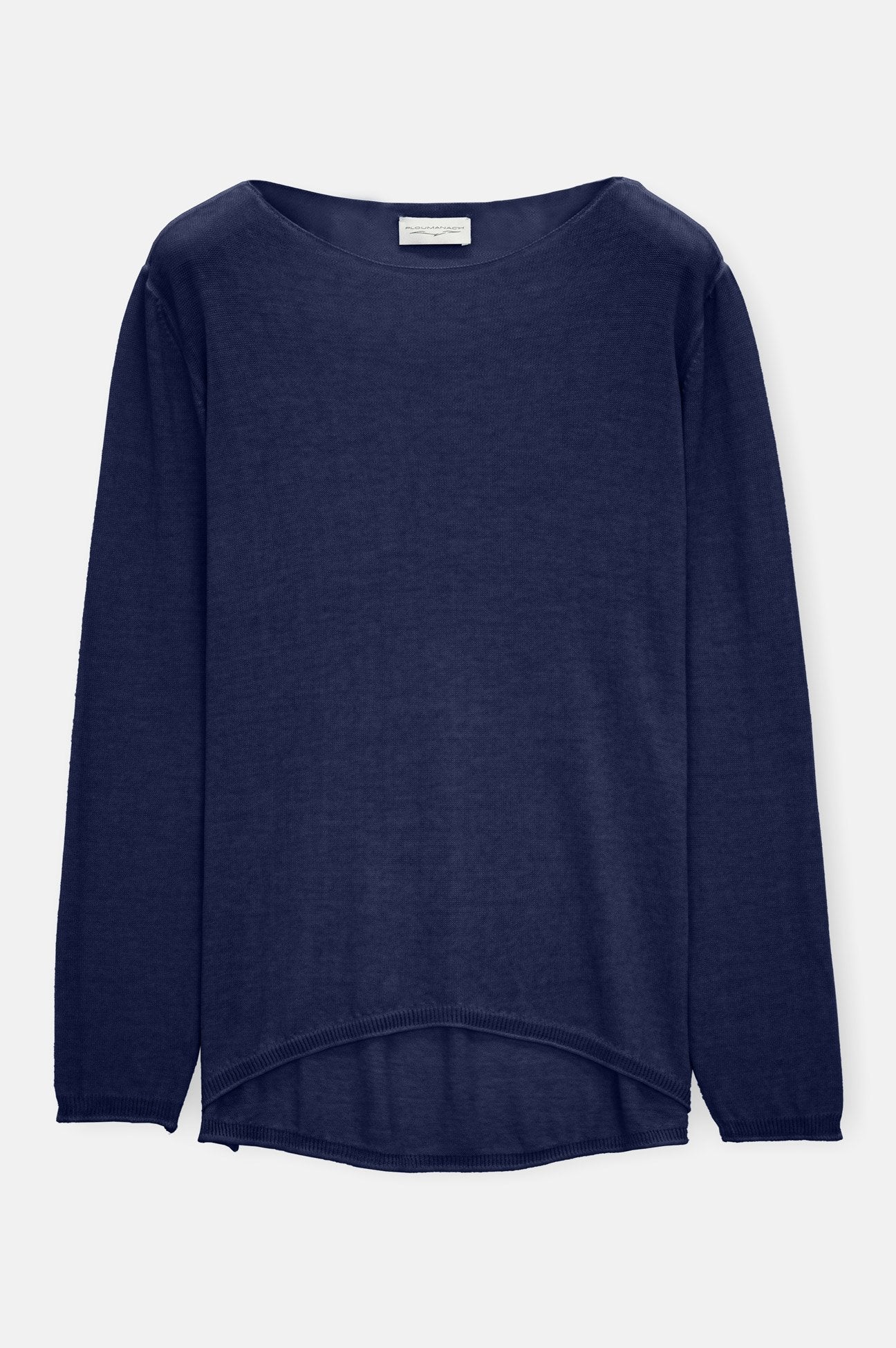 Boat Neck Cotton Sweater - Navy - Sweaters