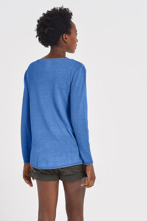Boat Neck Cotton Sweater - Oceano - Sweaters