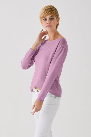 Boat Neck Cotton Sweater - Peonia - Sweaters