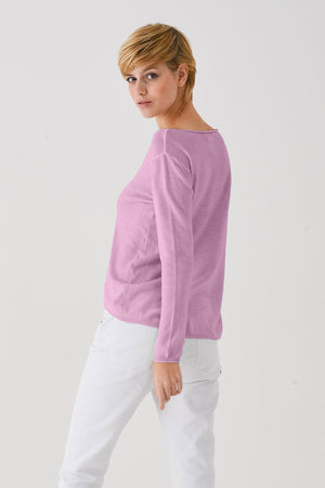Boat Neck Cotton Sweater - Peonia - Sweaters