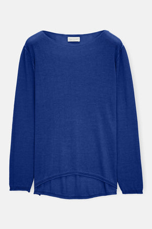 Boat Neck Cotton Sweater - Royal - Sweaters