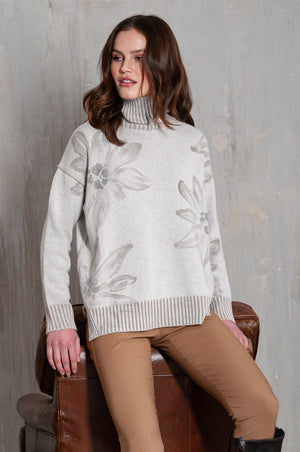 Bothy Edel Granite - Hand-Painted Plated Turtleneck Sweater 