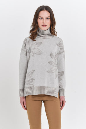 Bothy Edel Granite - Hand-Painted Plated Turtleneck Sweater 