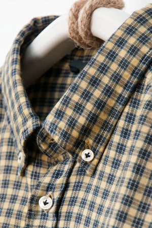 Brushed Flannel Shirt in Curry Yellow Plaid - Ploumanac'h