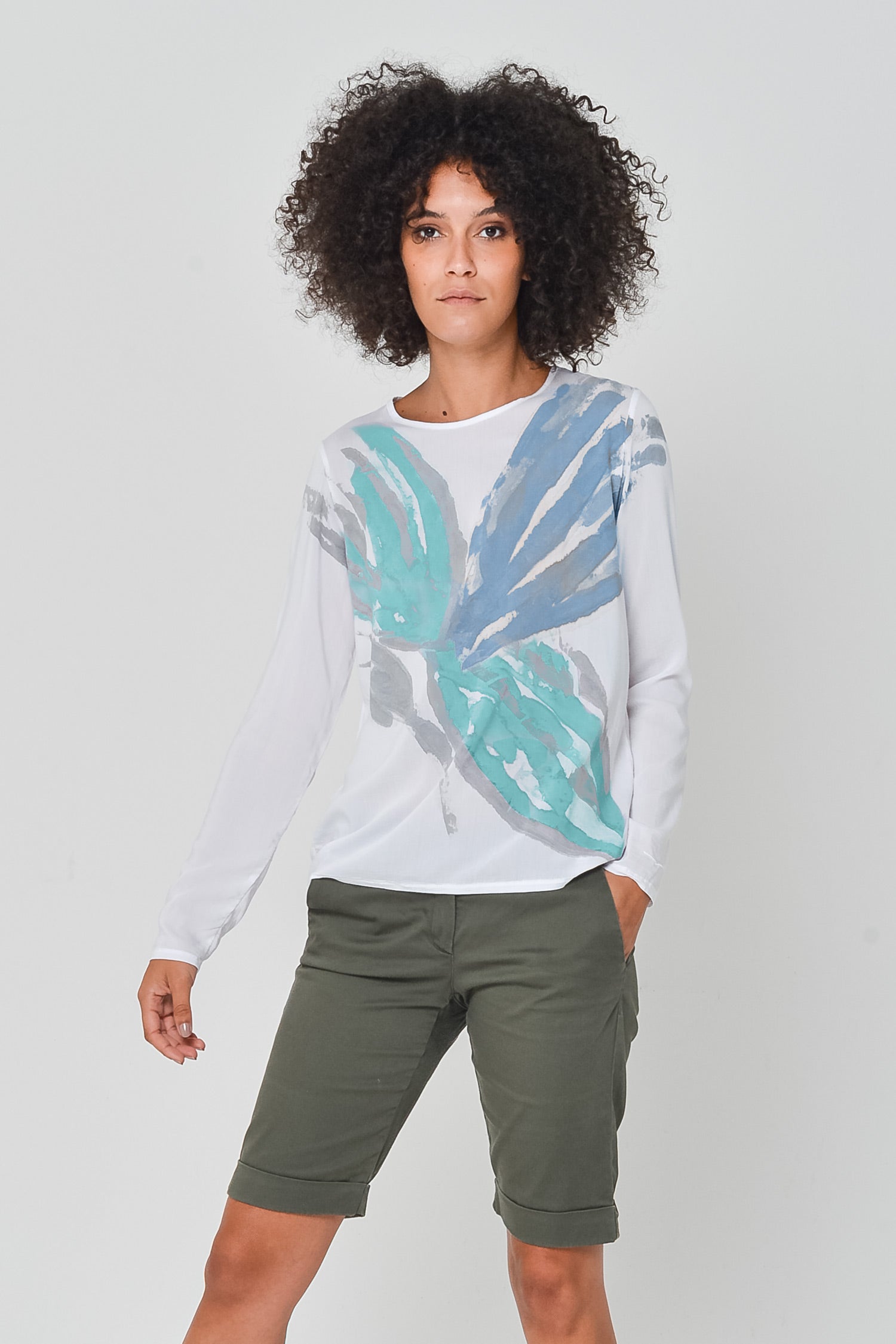 Butterfly Art Layback T-Shirt in Water