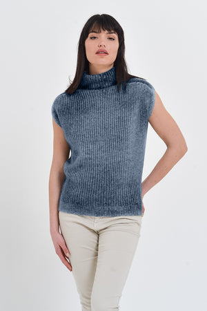 Cahir Navy - Alpaca Sleeveless Pull - Sweaters