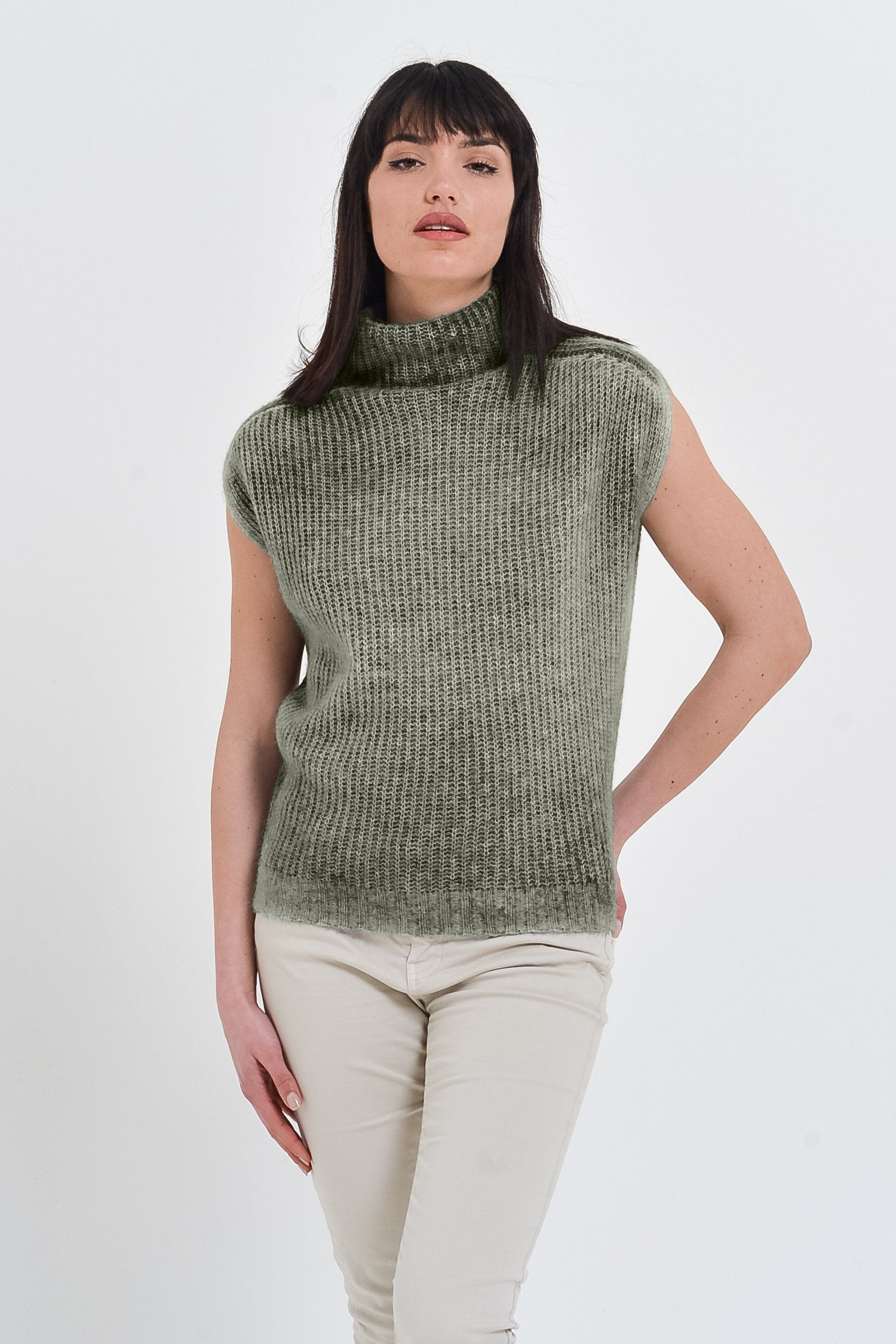Cahir Sage - Alpaca Sleeveless Pull - Sweaters