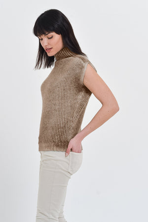 Cahir Walnut - Alpaca Sleeveless Pull - Sweaters