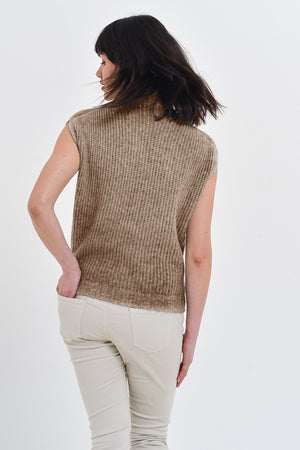 Cahir Walnut - Alpaca Sleeveless Pull - Sweaters