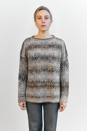 Calvay Granite - Fair Isle Crew Neck Sweater - Sweaters