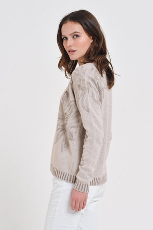 Clett Edel Wood - Hand Painted Plated Crew Neck Sweater - 