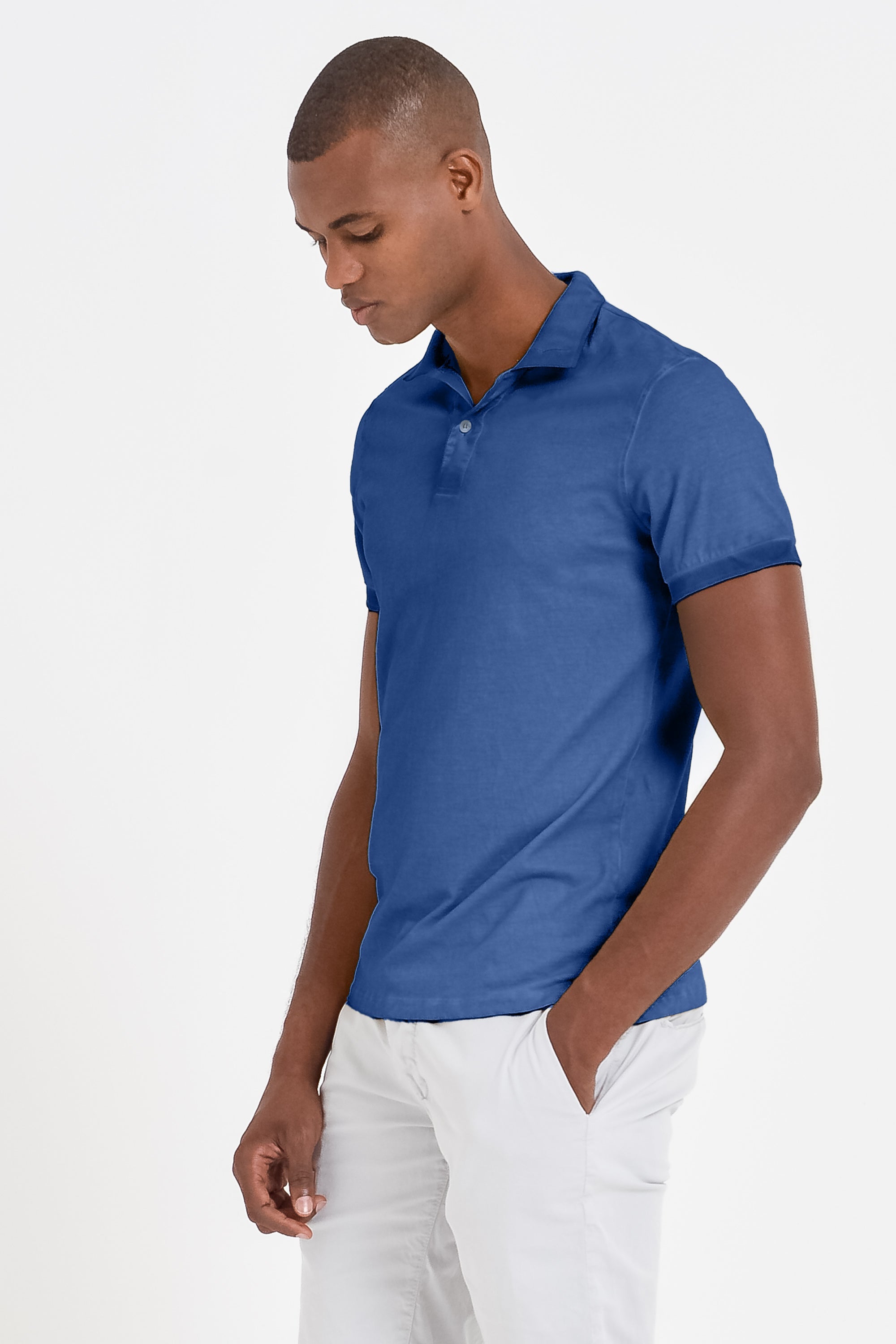 Pacific Blue Slim Fit Stretch Pique Polo Shirt Ploumanac'h
