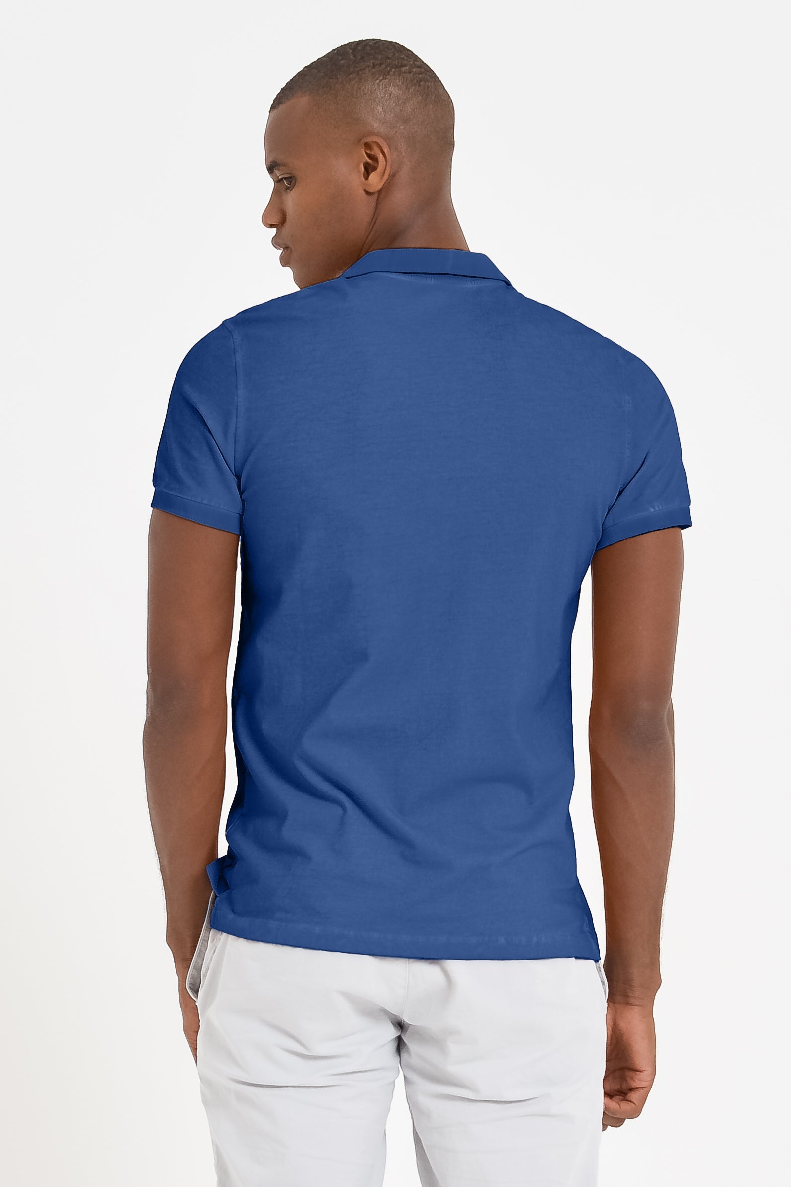 Pacific Blue Slim Fit Stretch Pique Polo Shirt Ploumanac'h