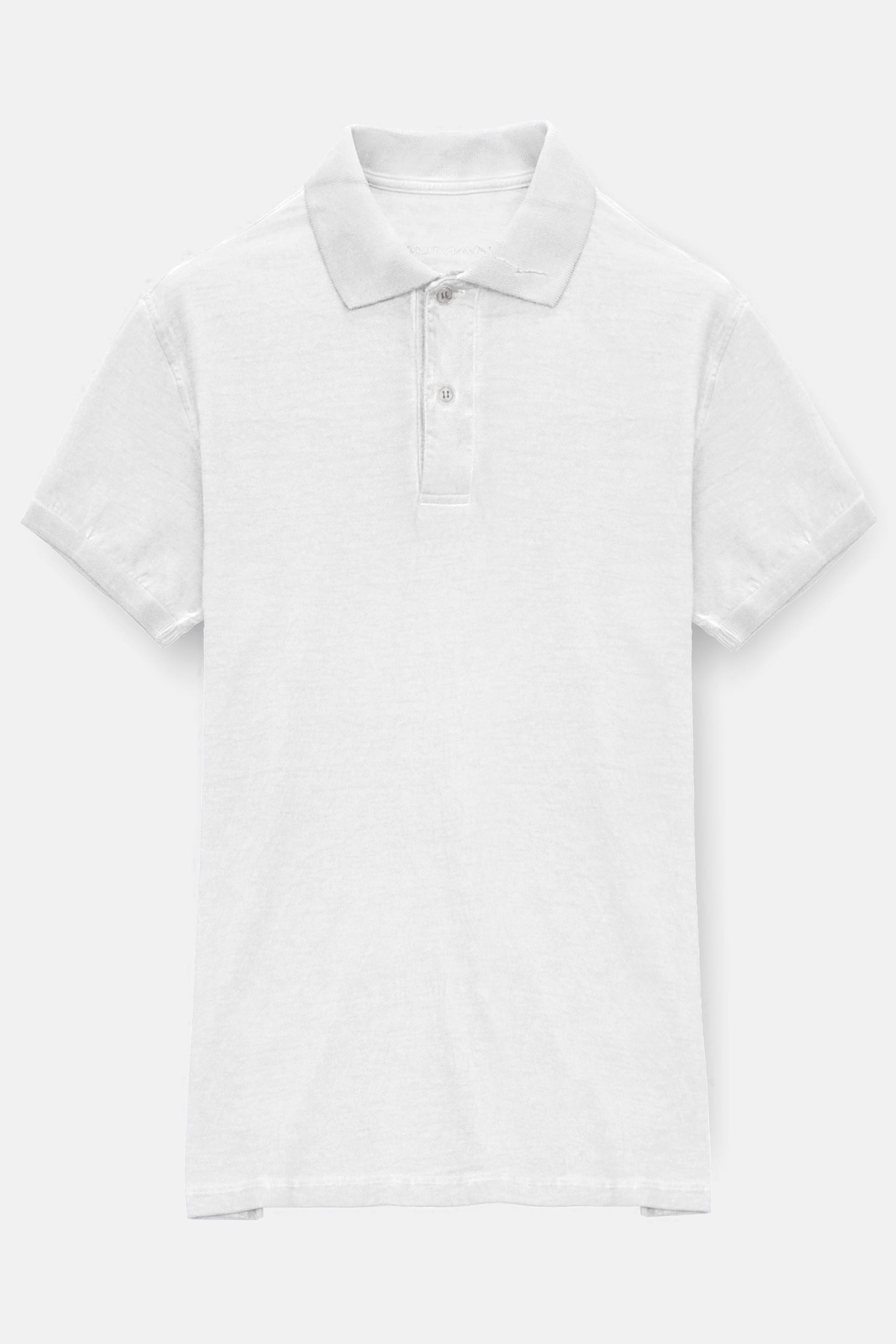 Slim Fit Stretch Pique Polo Shirt - White - Polos