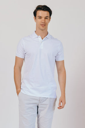Slim Fit Stretch Pique Polo Shirt - White - Polos
