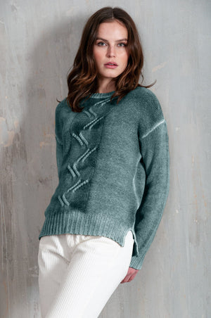 Copse Hurricane Spray Painted - Comfy Cable Sweater - 