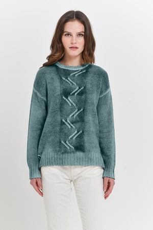 Copse Hurricane Spray Painted - Comfy Cable Sweater - 
