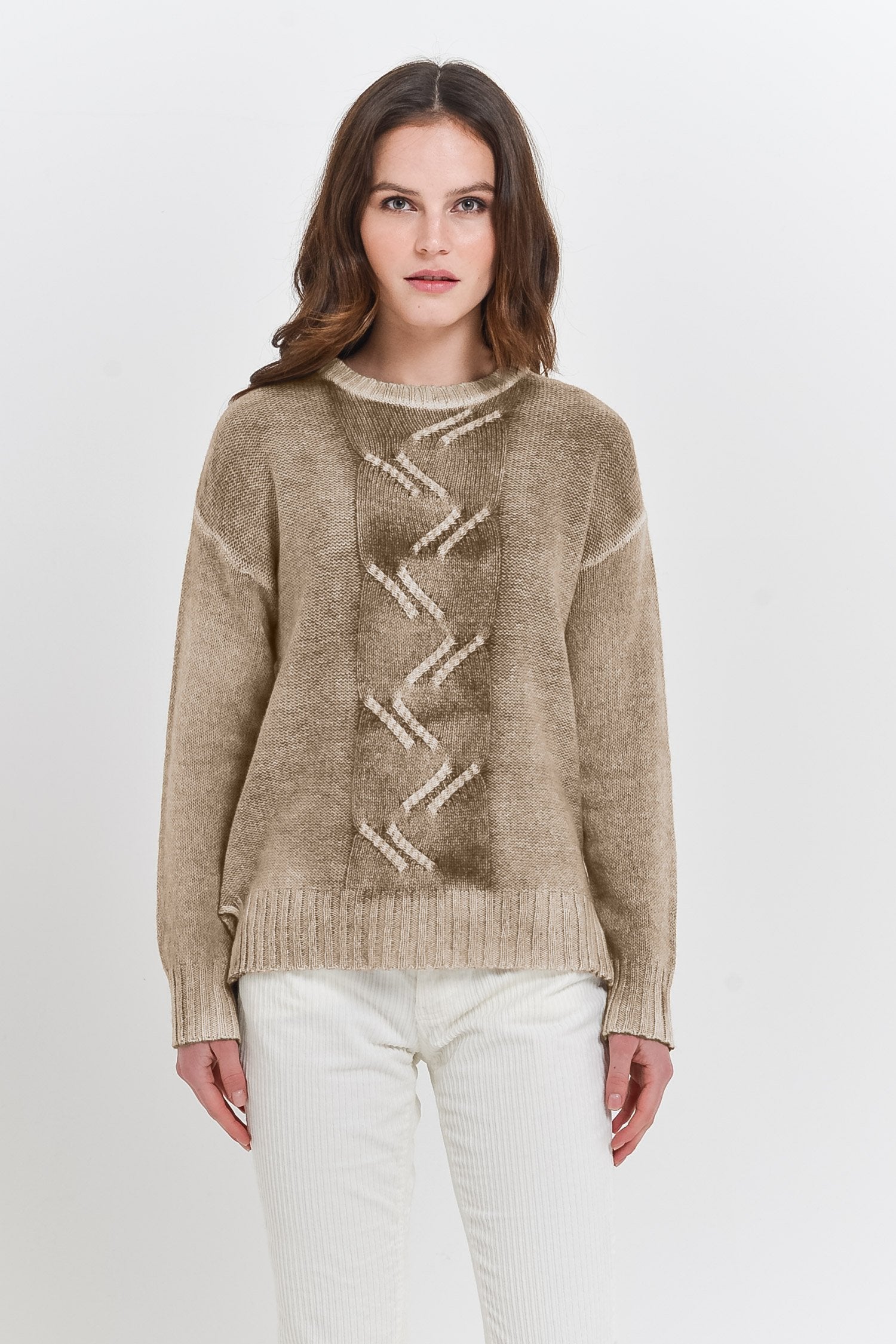 Copse Wood Spray Painted - Comfy Cable Sweater - Sweaters