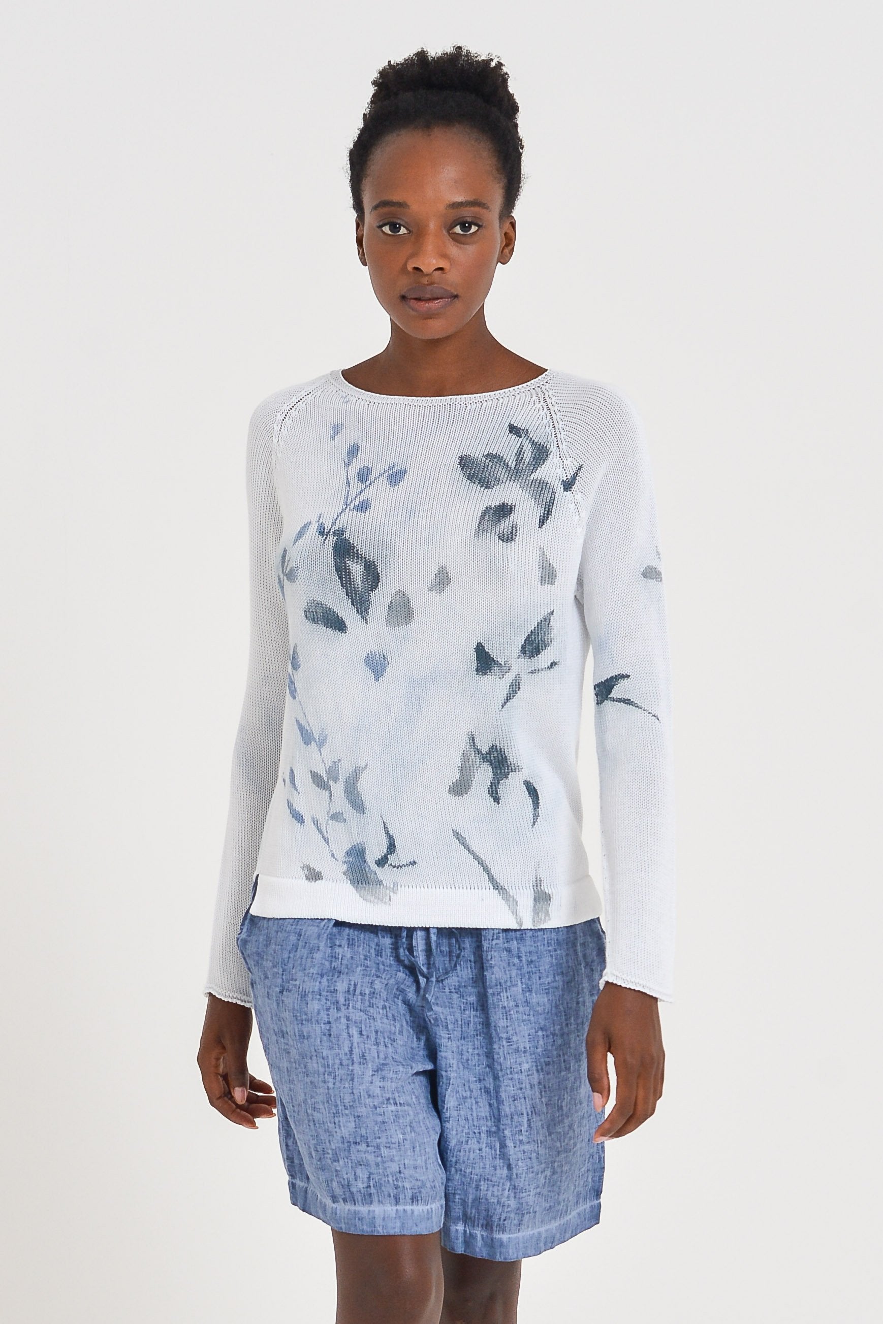 Cotton Cloud Pullover - Blue Flower - Sweaters