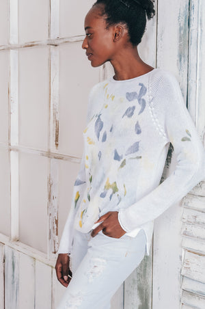 Cotton Cloud Pullover - Green Flower - Sweaters