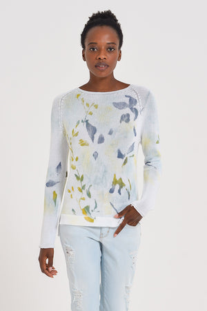 Cotton Cloud Pullover - Green Flower - Sweaters