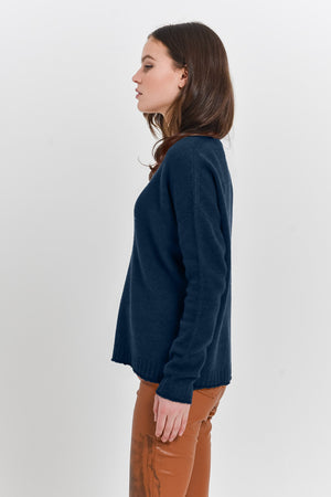 Creeve Navy - Loose Fit Crew Sweater - Sweaters