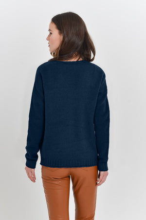Creeve Navy - Loose Fit Crew Sweater - Sweaters