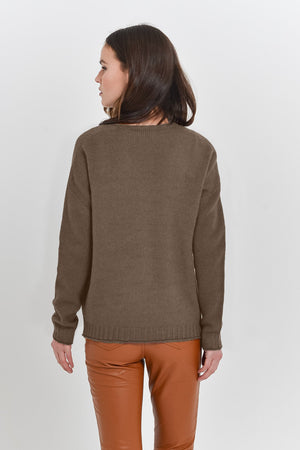 Creeve Walnut - Loose Fit Crew Sweater - Sweaters