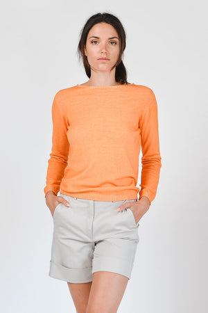 Crew Neck Cotton Jumper - Albicocca - Sweaters