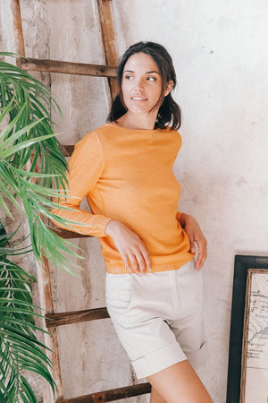 Crew Neck Cotton Jumper - Albicocca - Sweaters