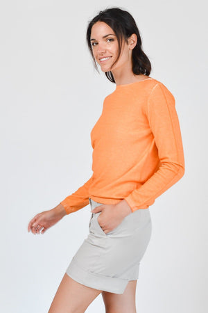 Crew Neck Cotton Jumper - Albicocca - Sweaters