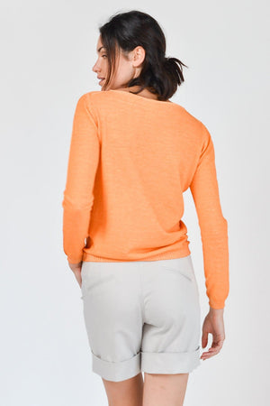 Crew Neck Cotton Jumper - Albicocca - Sweaters