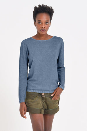 Crew Neck Cotton Jumper - Jeans - Sweaters