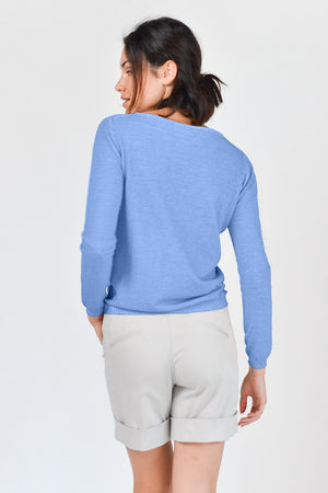 Crew Neck Cotton Jumper - Santorini - Sweaters