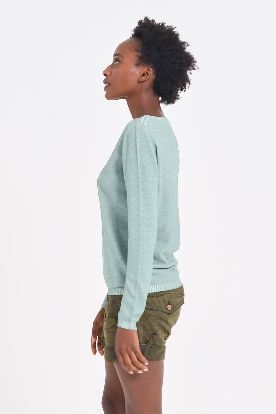 Crew Neck Cotton Jumper - Tahiti - Sweaters