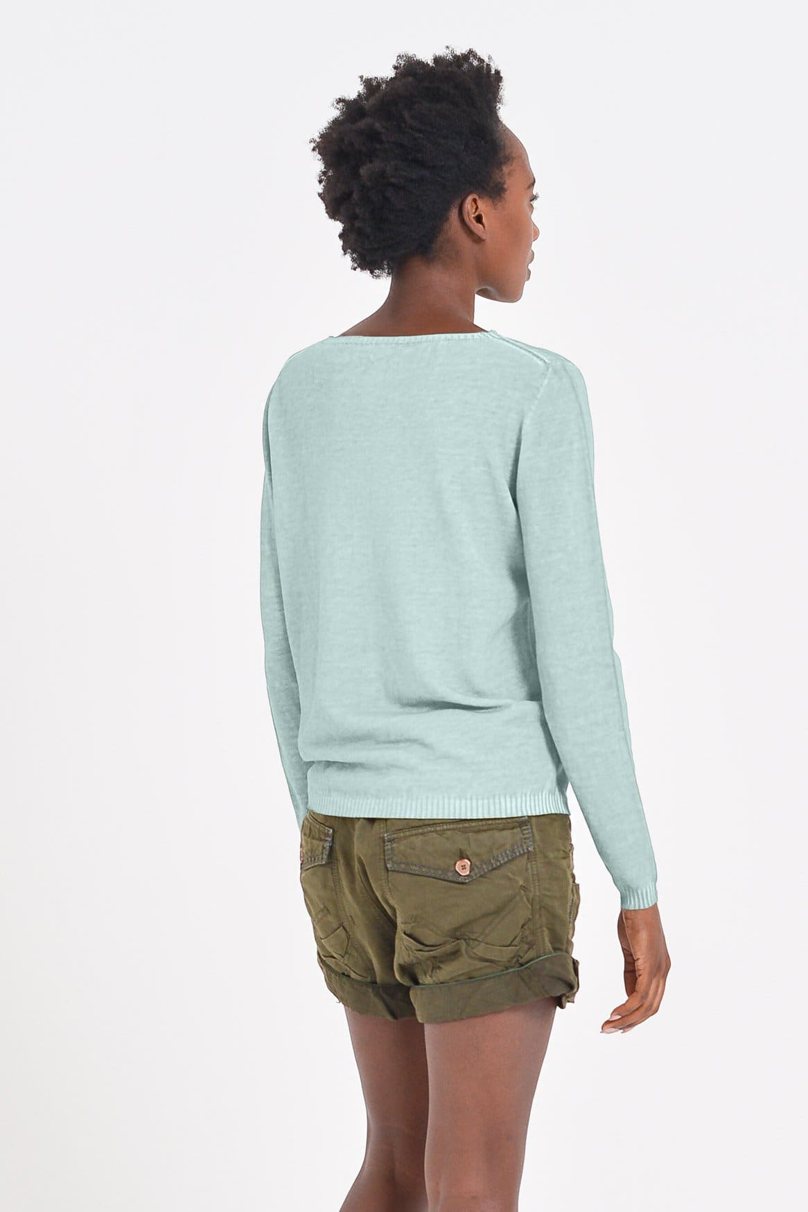 Crew Neck Cotton Jumper - Tahiti - Sweaters