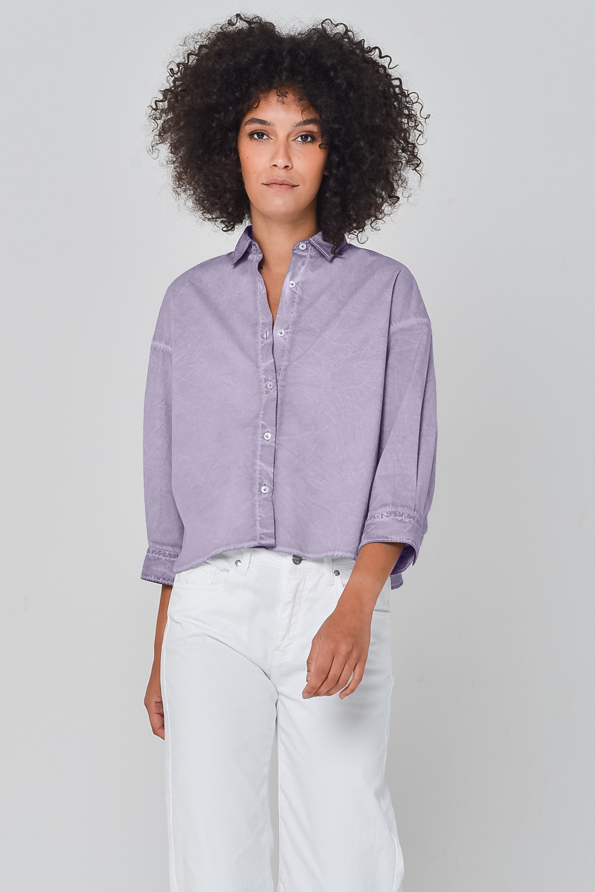 Crop Poplin Shirt Mauve - Shirts