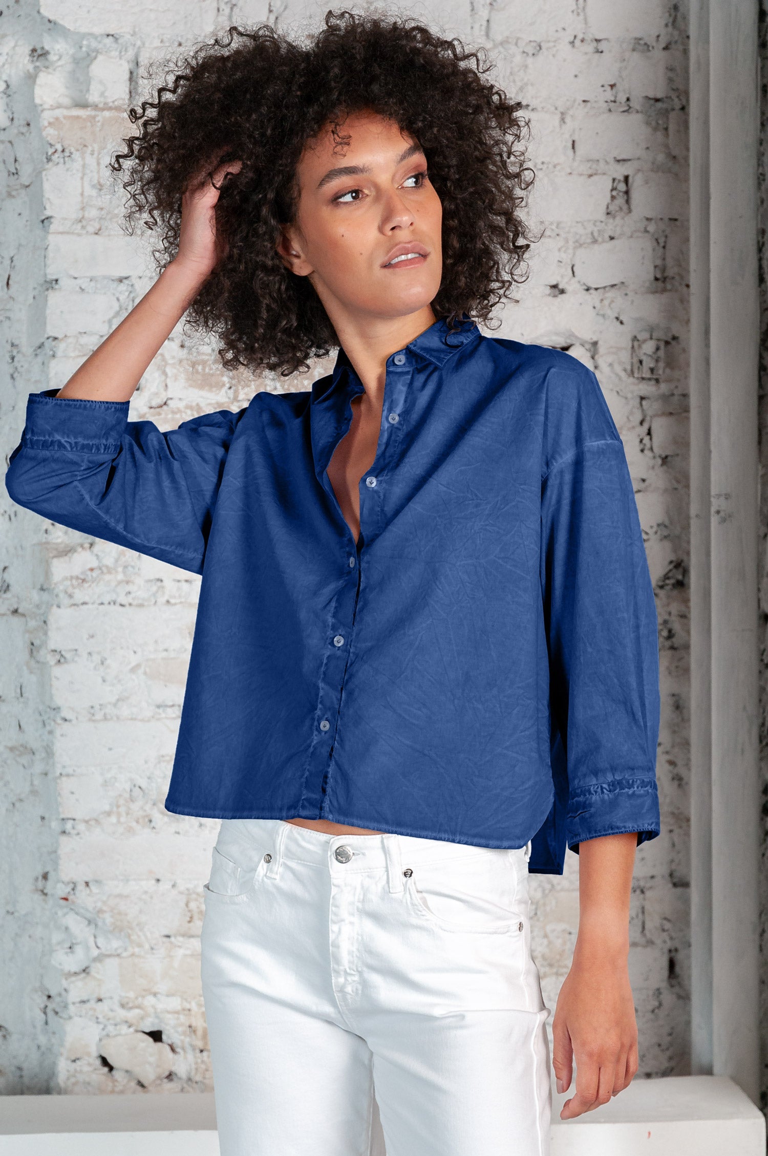Crop Poplin Shirt Pacific - Shirts