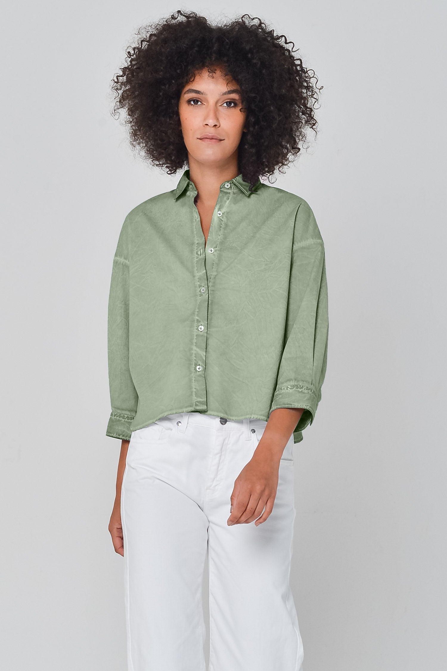 Crop Poplin Shirt Palm - Shirts