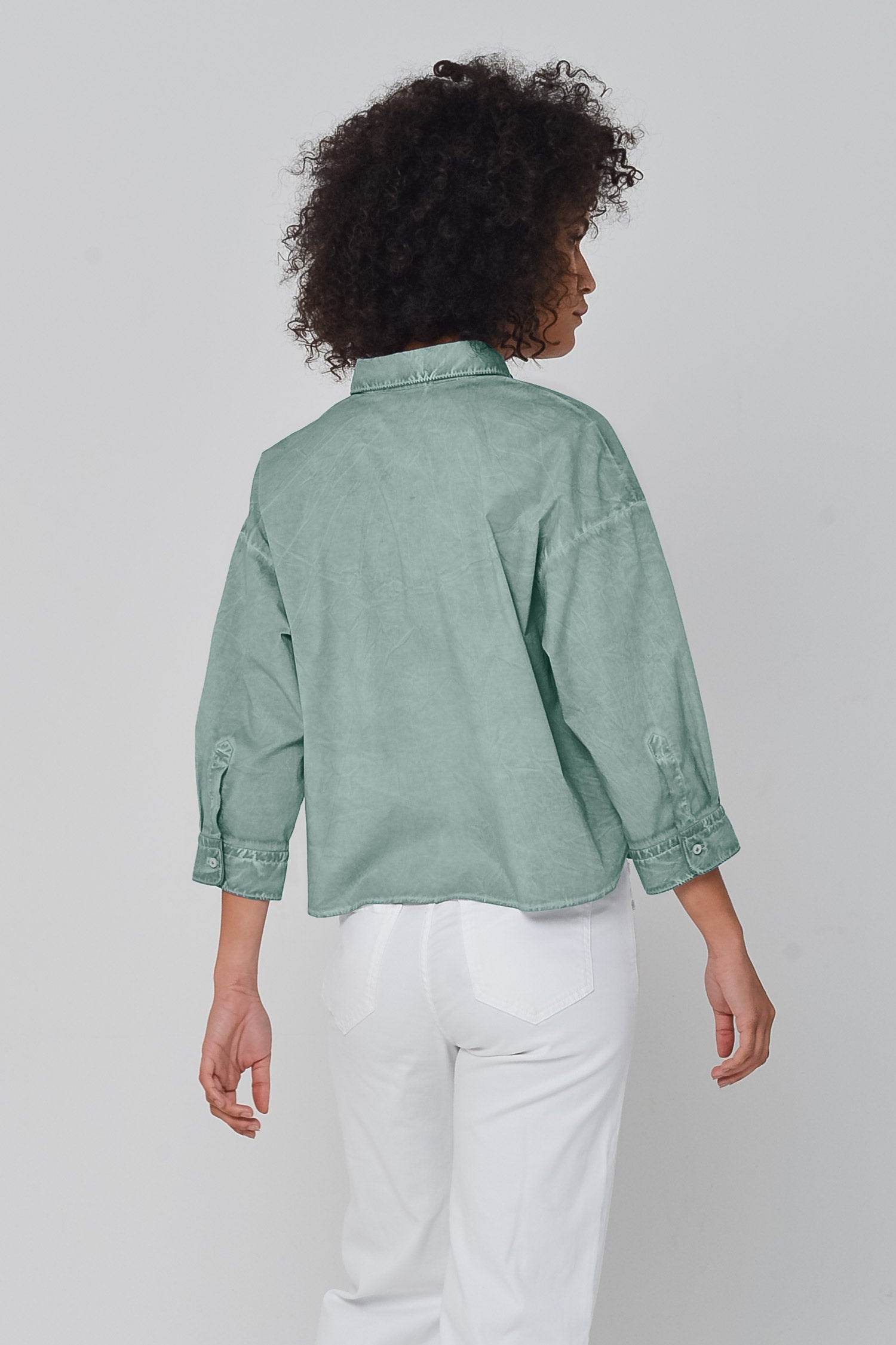 Crop Poplin Shirt Shark - Shirts