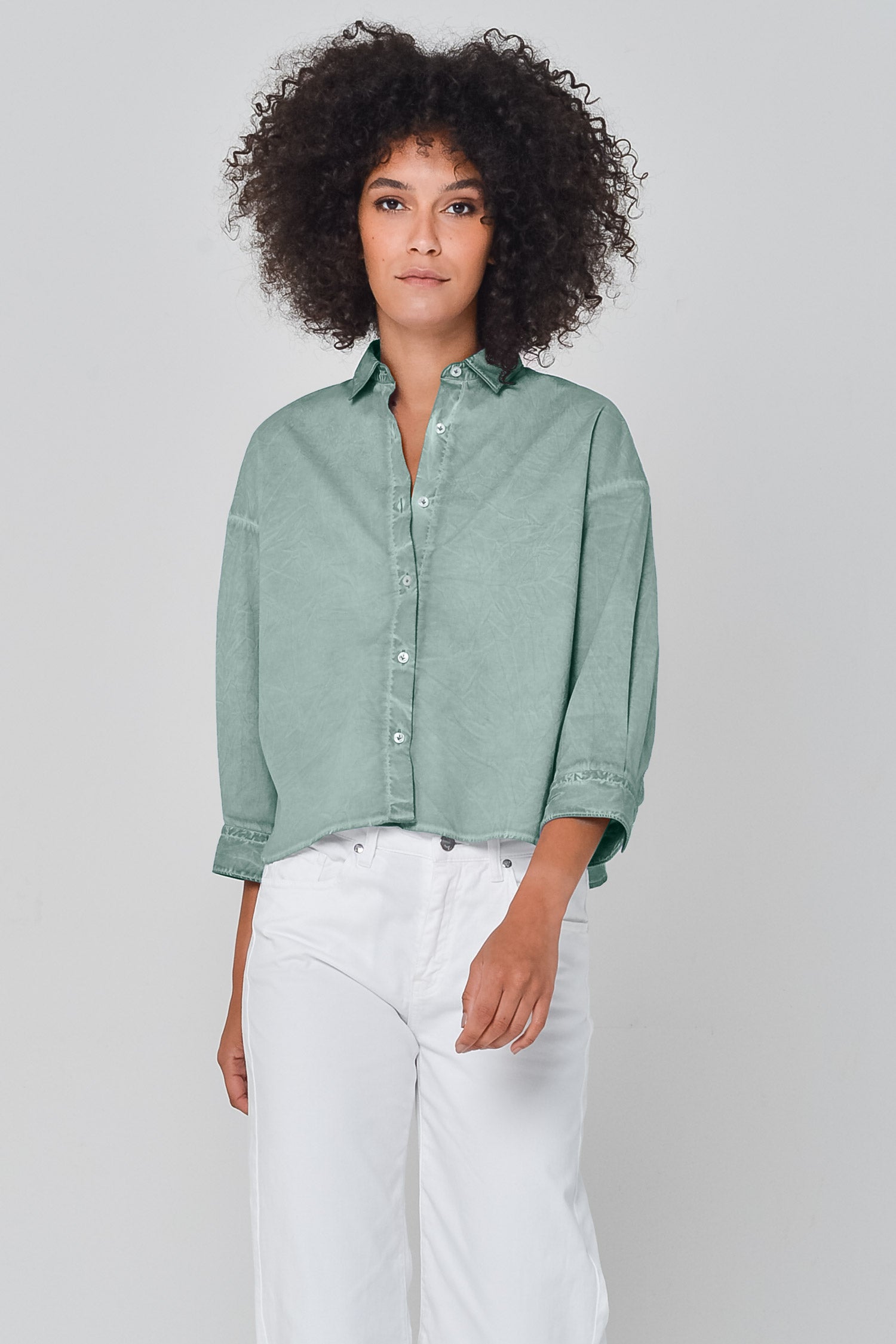 Crop Poplin Shirt Shark - Shirts