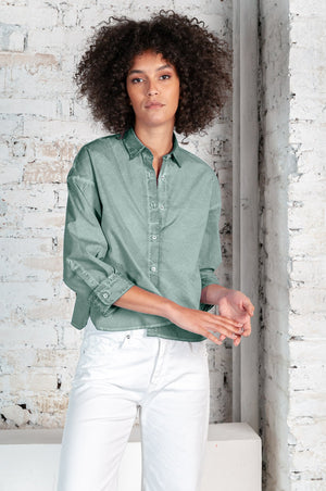 Crop Poplin Shirt Shark - Shirts